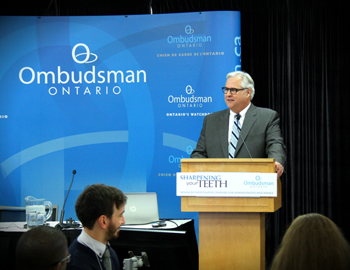 Ombudsman Paul Dubé speaking during the Sharpening your Teeth training session.