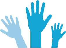 Child and Youth icon - three hands in the air