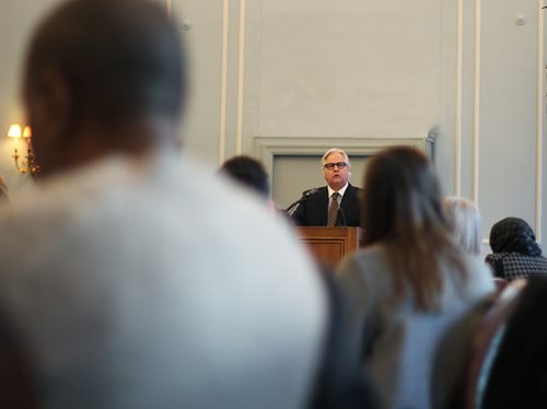 Photo of Ontario Ombudsman, Paul Dubé presenting during the CAMH conference.