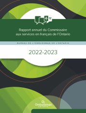 Couverture du rapport annuel 2022-2023 du Commissaire aux services en français de l’Ontario
