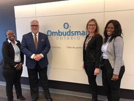 February 2020: International visitors to our Office during this month included Rob Behrens, United Kingdom Parliamentary and Health Services Ombudsman, investigators for the Ombudsman of Botswana (pictured here - with Ombudsman Paul Dubé and Deputy Ombudsman Barbara Finlay), and Andreas Pottakis, Ombudsman of Greece.