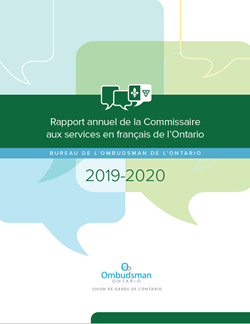 Couverture du rapport annuel 2019-2020 de la Commissaire aux services en français de l’Ontario