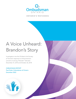 Cover of the "A Voice Unheard: Brandon's Story" report