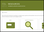 screen shot of website's Resources page