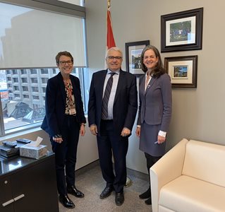 March 11, 2020: French Language Services Commissioner Kelly Burke meets with her counterparts, federal Commissioner of Official Languages Raymond Théberge, and New Brunswick Commissioner of Official Languages Shirley MacLean, Ottawa.