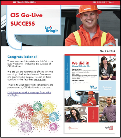 Figure 1: Hydro One internal newsletter, May 21, 2013