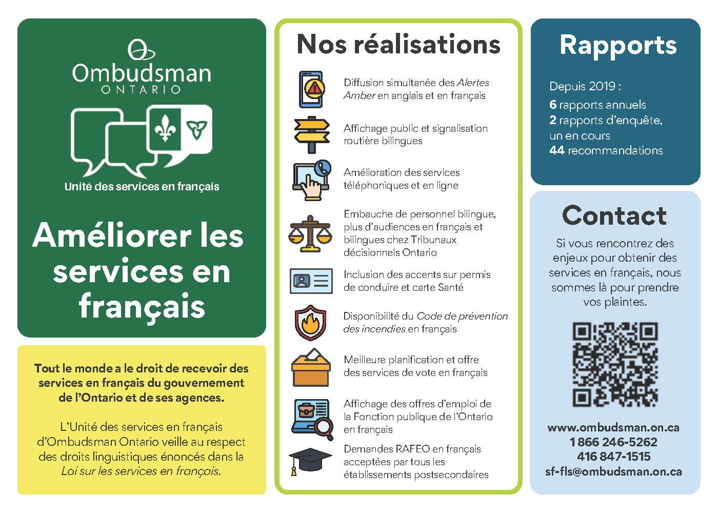 Lien au PDF de la carte intitulée « Comment nous aidons à améliorer les services en français »