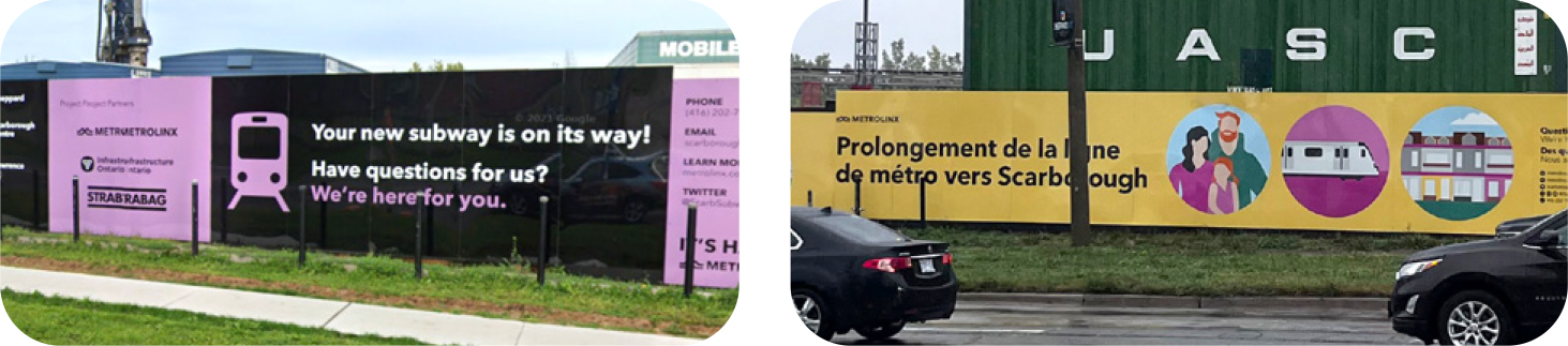 Metrolinx construction site signs