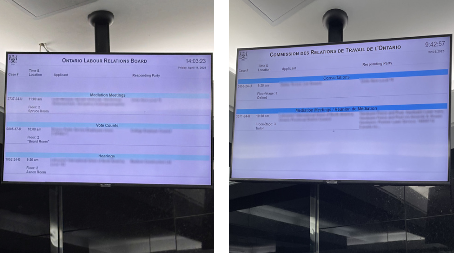 digital signage at the Ontario Labour Relations Board