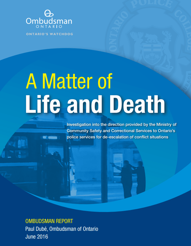 Cover of report, A Matter of Life and Death
