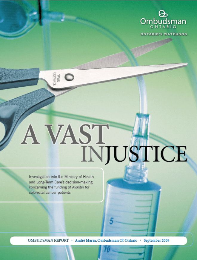 Cover of report, A Vast Injustice