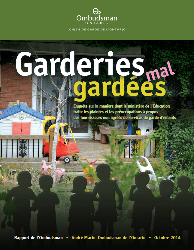 Couverture du rapport, Garderies mal gardées