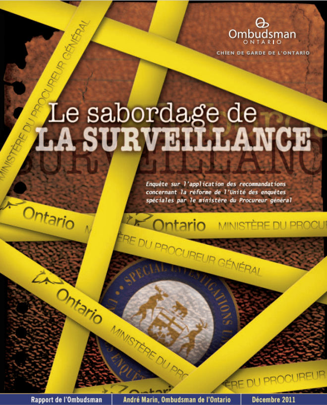 Couverture du rapport, Le sabordage de la surveillance