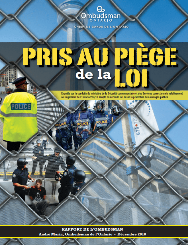Couverture du rapport, Pris au piège de la Loi