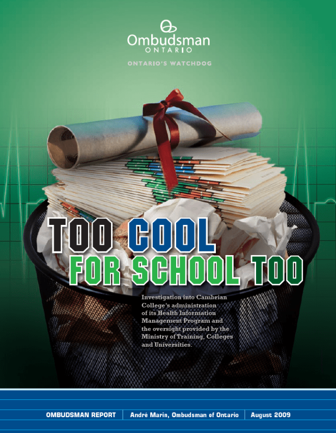 Cover of report, Too Cool for School