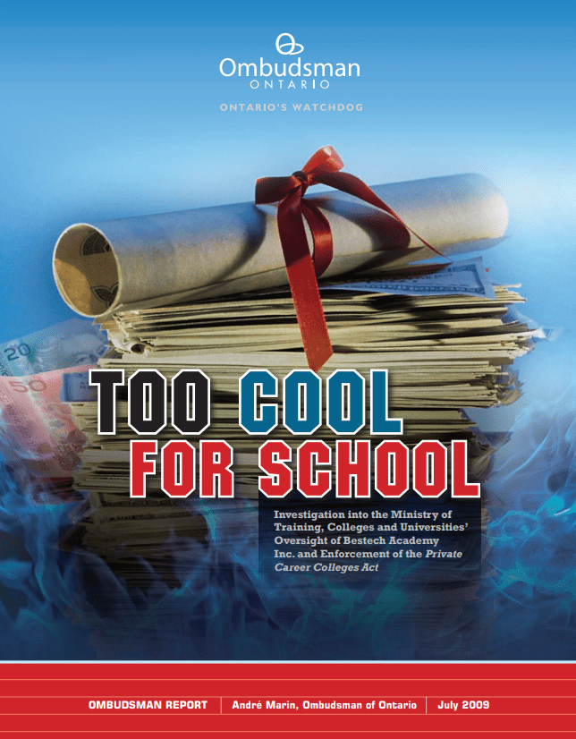 Cover of report, Too Cool for School