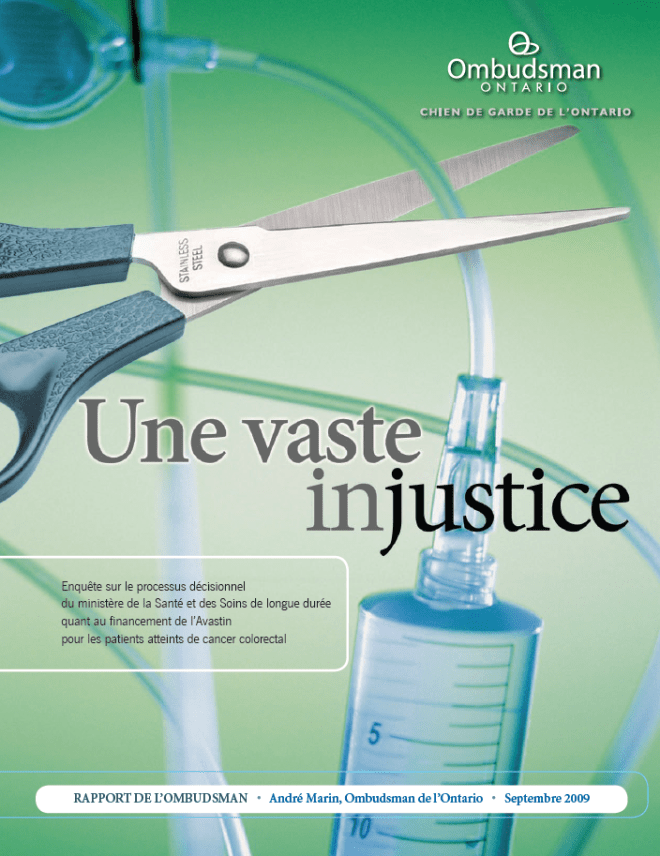 Couverture du rapport, Une vaste injustice