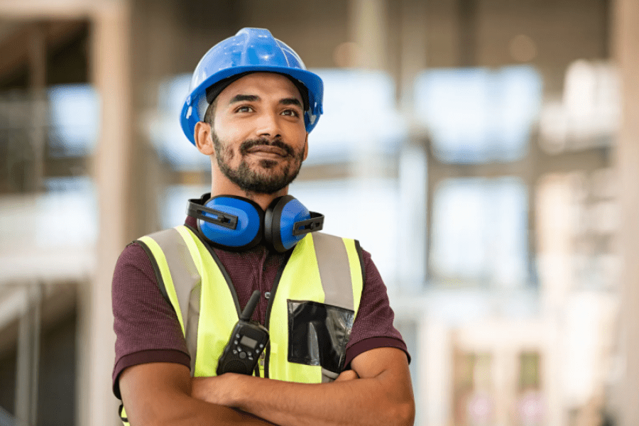 Construction worker on construction site